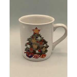 NEW Vintage Musical Christmas Mug Cup Christmas Tree NIB Works
